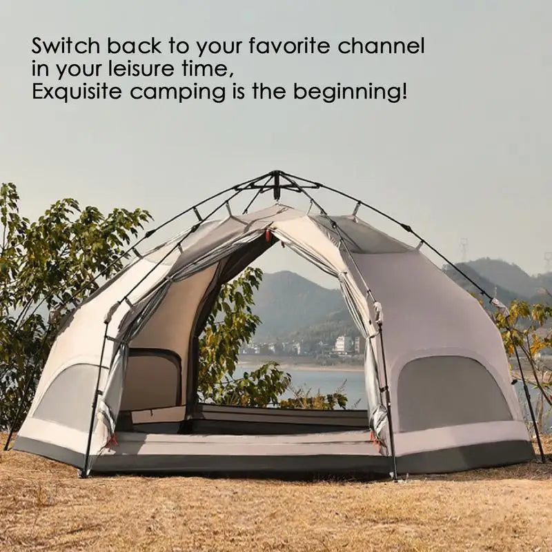 PC Outdoor Camping Tent 3-4 Persons Backpacking Tent Large Capacity Hiking