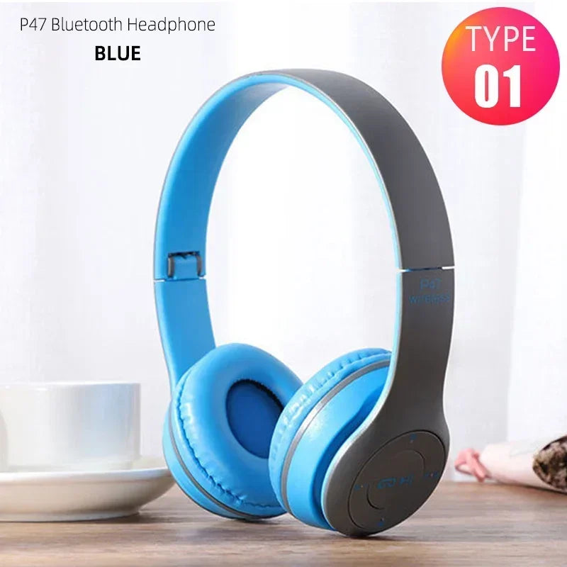 PCP47 Wireless Headset Foldable Bass HiFi On-Ear Bluetooth Earphones Longer