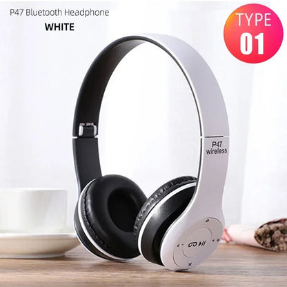 Casque sans fil PCP47 Écouteurs Bluetooth pliables pour basses HiFi supra-auriculaires