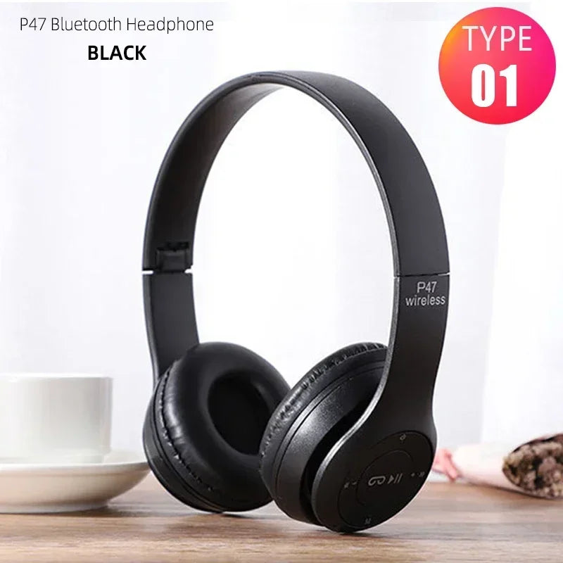 PCP47 Wireless Headset Foldable Bass HiFi On-Ear Bluetooth Earphones Longer