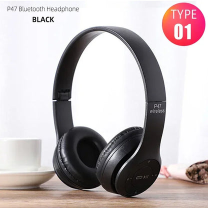 Casque sans fil PCP47 Écouteurs Bluetooth pliables pour basses HiFi supra-auriculaires