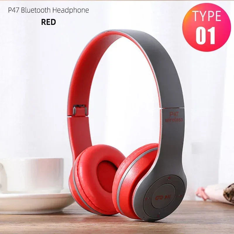 Casque sans fil PCP47 Écouteurs Bluetooth pliables pour basses HiFi supra-auriculaires