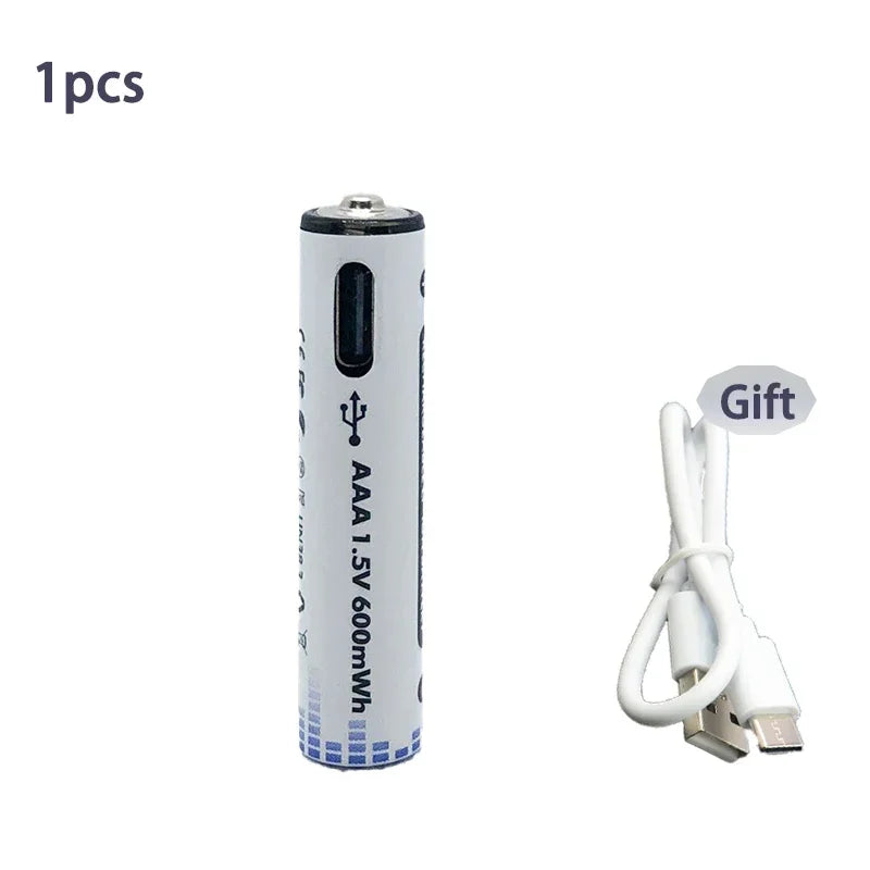 PURFIELD 1.5V AA AAA USB Rechargeable Battery 2500mWh 600mWh Li-ion Battery for Remote Control Mouse Electric Toy Battery