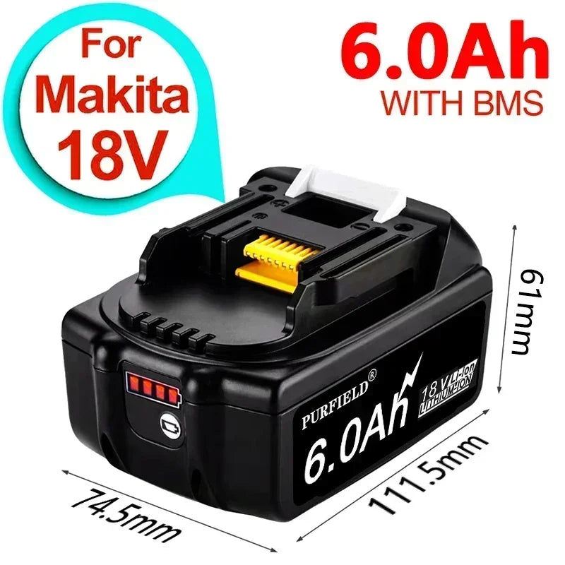 PURFIELD 18V 12.0 9.0 6.0 5.0Ah Rechargeable Battery For Makita Power Tools with LED Li-ion Replacement BL1860 1850 18v 12000mAh