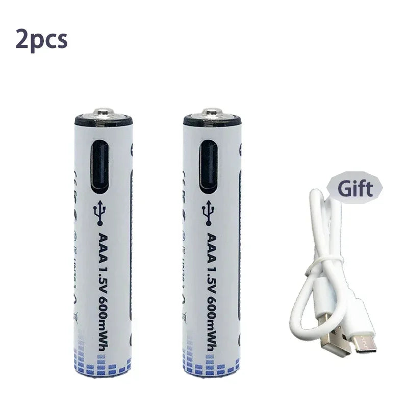 PURFIELD USB AAA Rechargeable Batteries 1.5V 600mWh li-ion battery for remote control mouseElectric toy battery + Type-C Cable