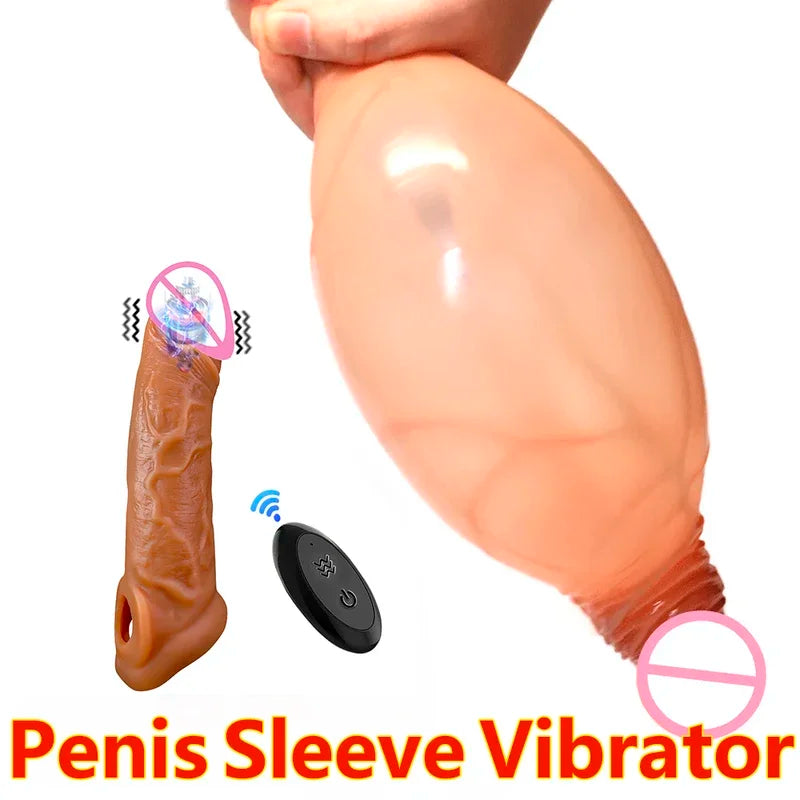 Penis Dildo Extender Sleeve Vibrator Delay Ejaculation Cock Extension Cover Silicone Sex Toys  Men gtooza.com