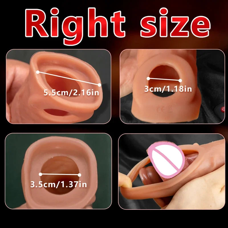 Penis Dildo Extender Sleeve Vibrator Delay Ejaculation Cock Extension Cover Silicone Sex Toys  Men gtooza.com