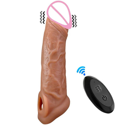 Penis Dildo Extender Sleeve Vibrator Delay Ejaculation Cock Extension Cover Silicone Sex Toys  Men gtooza.com