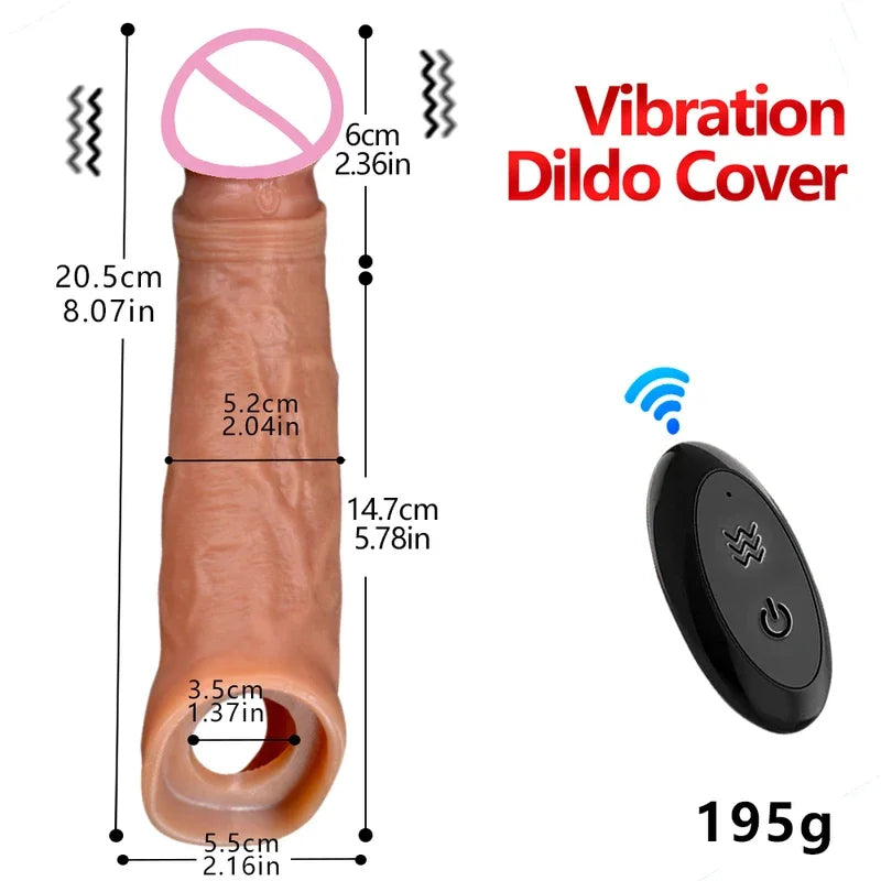 Penis Dildo Extender Sleeve Vibrator Delay Ejaculation Cock Extension Cover Silicone Sex Toys  Men gtooza.com