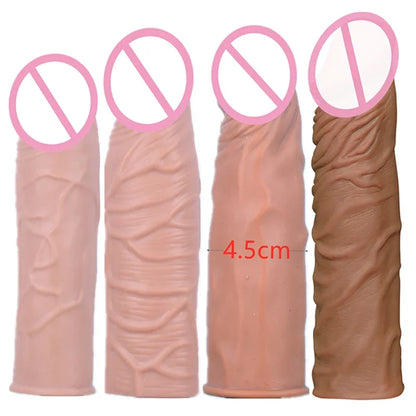 GtoozaPenis Enlarger Extended Sleeves Reusable Condom  Time Delay Ejaculation Adult Erotic Sexy Goods Sex Toys  Men Gay Sexshop