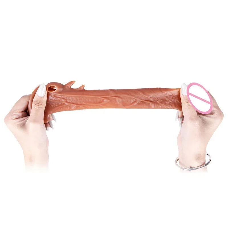 GtoozaPenis Enlarger Extended Sleeves Reusable Condom  Time Delay Ejaculation Adult Erotic Sexy Goods Sex Toys  Men Gay Sexshop