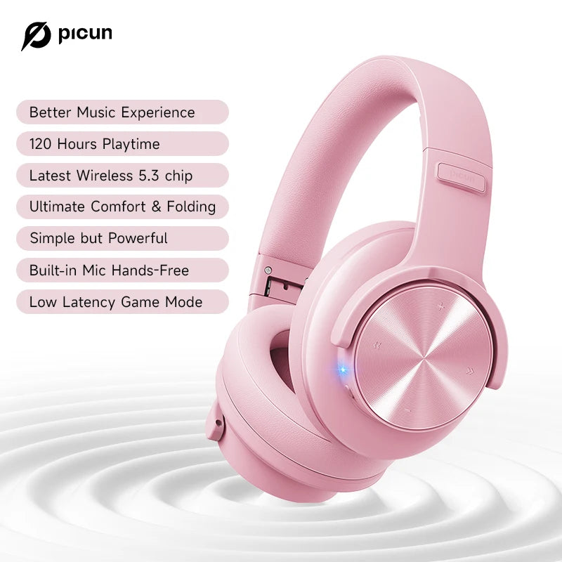 PCPicun B8 Bluetooth Headphones 120H Playtime Headset Wireless Bluetooth 3E