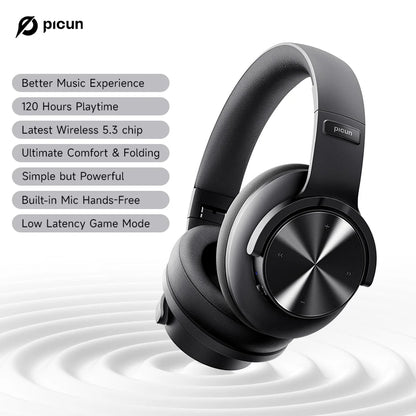 PCPicun B8 Bluetooth Headphones 120H Playtime Headset Wireless Bluetooth 3E