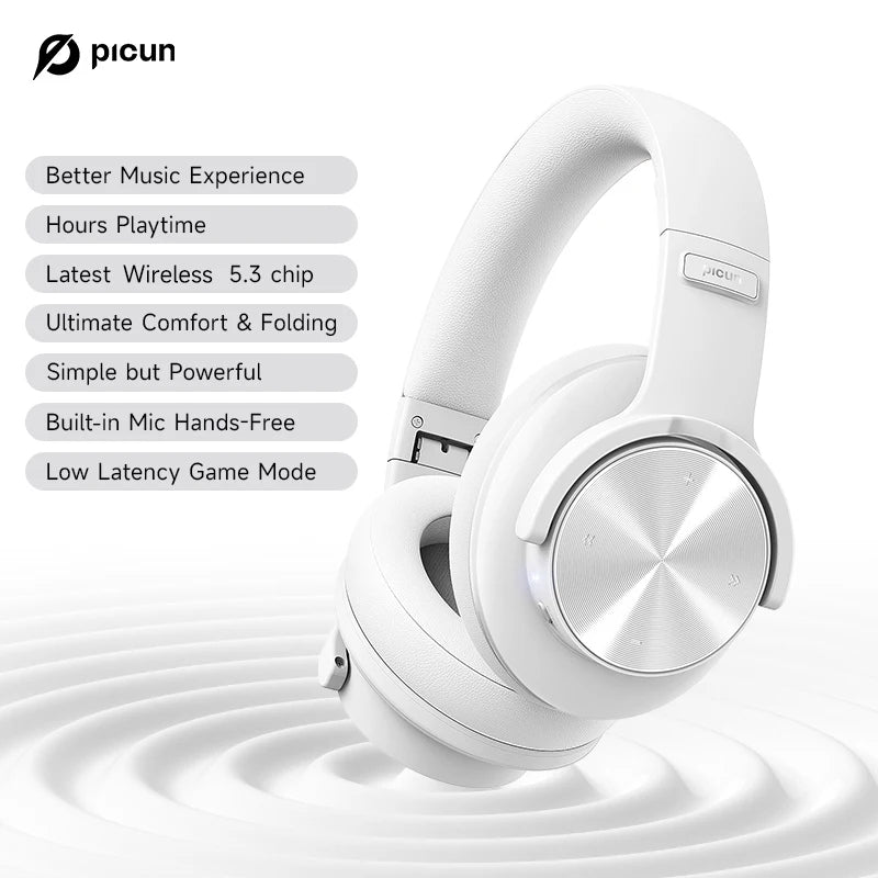 PCPicun B8 Bluetooth Headphones 120H Playtime Headset Wireless Bluetooth 3E