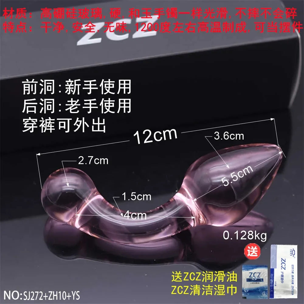 Pleasure Wand Crystal Glass Dildo Fake Penis Crystal Anal Beads Butt Plug Prostate Massager G Spot Female Masturbation Toys