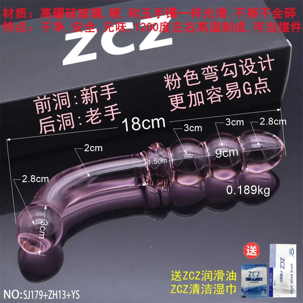 Pleasure Wand Crystal Glass Dildo Fake Penis Crystal Anal Beads Butt Plug Prostate Massager G Spot Female Masturbation Toys