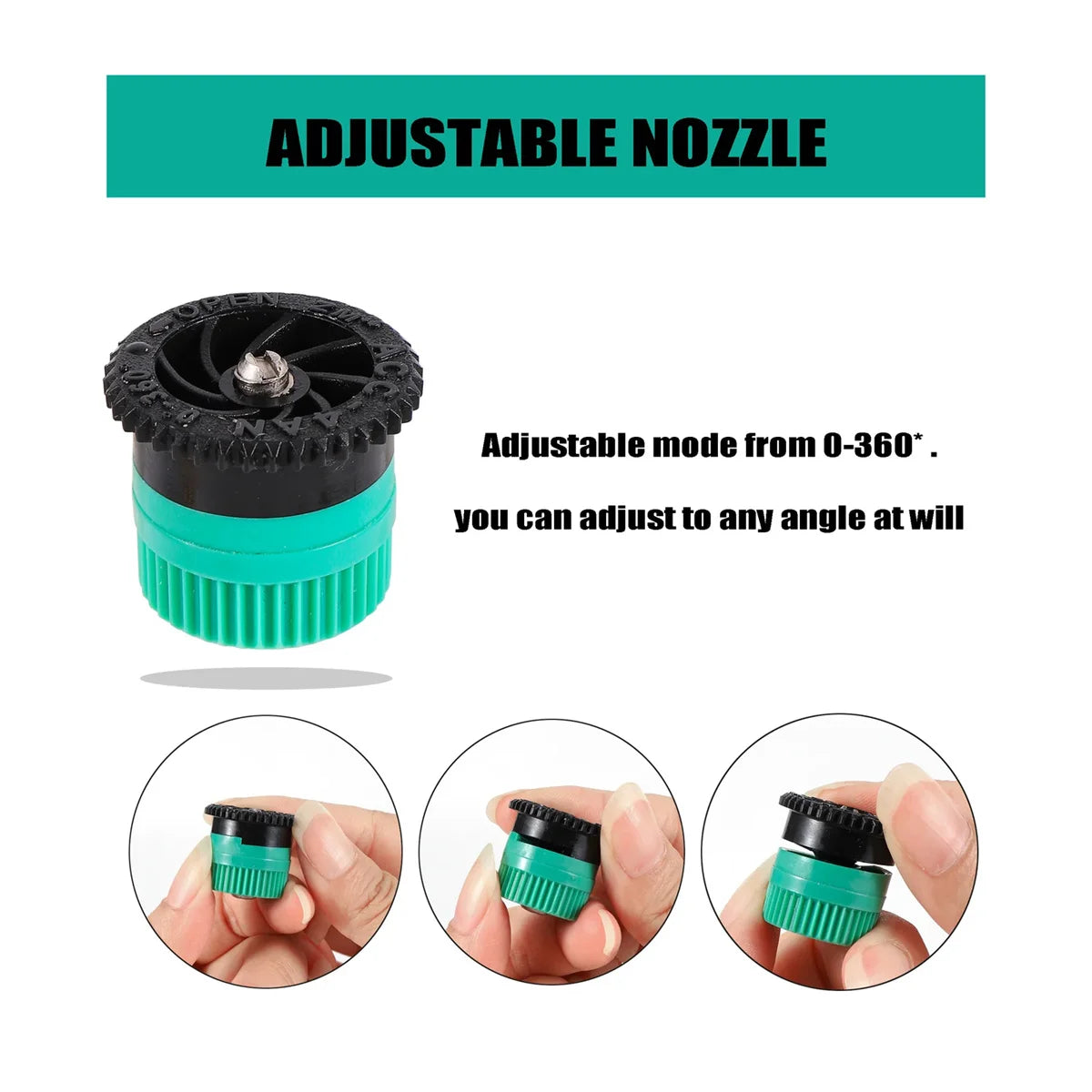 Popup Watering Sprinkler Replacement Scattering Nozzle 1/2" Male Thread Connector 0~360 Degree Adjustable Garden Irrigation Tool