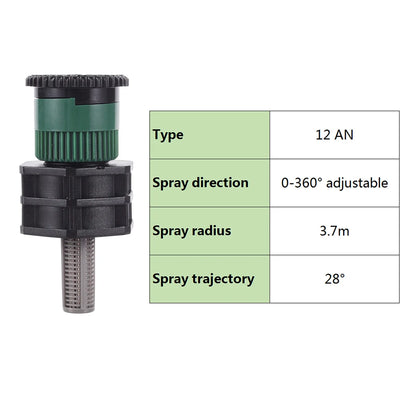 Popup Watering Sprinkler Replacement Scattering Nozzle 1/2" Male Thread Connector 0~360 Degree Adjustable Garden Irrigation Tool