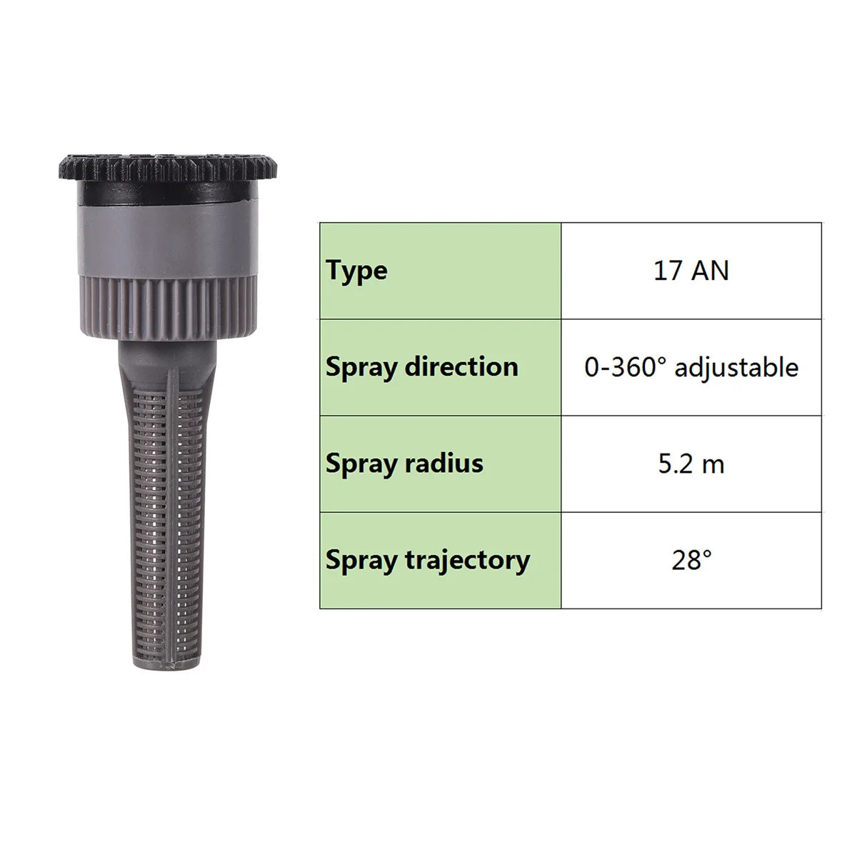 Popup Watering Sprinkler Replacement Scattering Nozzle 1/2" Male Thread Connector 0~360 Degree Adjustable Garden Irrigation Tool