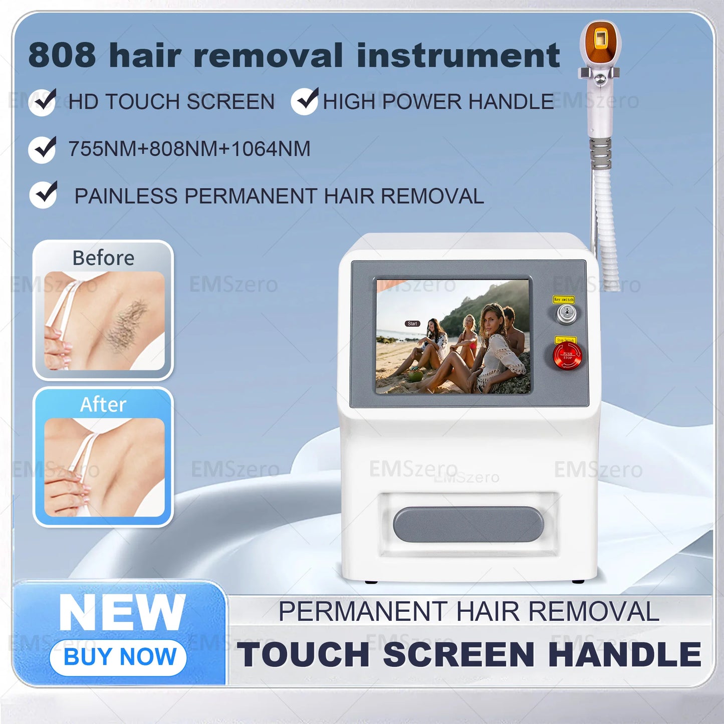 Portable Diode Laser Hair Removal Machine Permanent Ice Titanium Device 808 755 1064 Three Wavelengths Epilator 3500W High Power