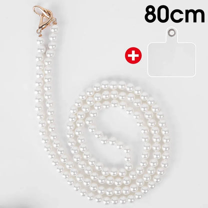 Portable Mobile Phone Pearl Lanyard Crossbody Necklace Chain Pearl Strap Anti-lost Hanging Rope  Phones Case Wriststrap