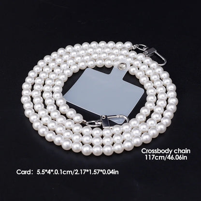 Portable Mobile Phone Pearl Lanyard Crossbody Necklace Chain Pearl Strap Anti-lost Hanging Rope  Phones Case Wriststrap