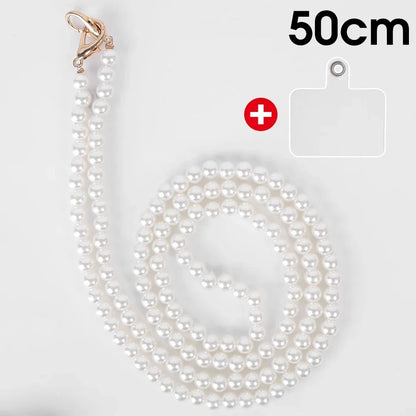 Portable Mobile Phone Pearl Lanyard Crossbody Necklace Chain Pearl Strap Anti-lost Hanging Rope  Phones Case Wriststrap