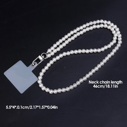 Portable Mobile Phone Pearl Lanyard Crossbody Necklace Chain Pearl Strap Anti-lost Hanging Rope  Phones Case Wriststrap