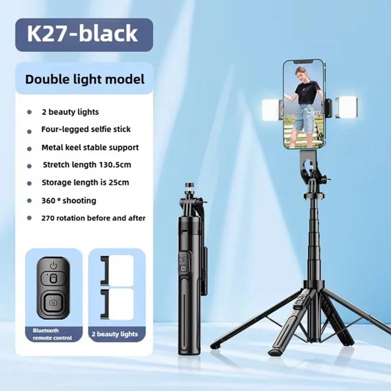 PCPortable Nouveau K27 Selfie Stick Universel Sans Fil Bluetooth Avec Lumière De Remplissage