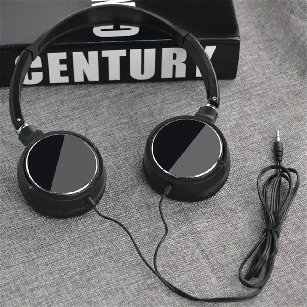 PCPortable Over Ear Wired Headphone Adjustable HiFi Stereo 3.5mm Headset Bl