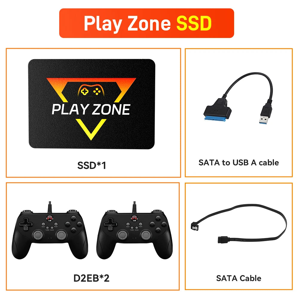 Portable Retro Game SSD PlayZone 1TB Launchbox/Playnite/Retrobat Emulator Game HDD For PS5/Xbox/Switch/PS4/PS3 With 16000+ Games