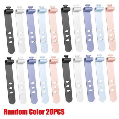 Portable Reusable Silicone Strap Cable Winder Tidy Organizer Desktop USB Data Cord Earphone Wire Line Wrap Tie Management Clips