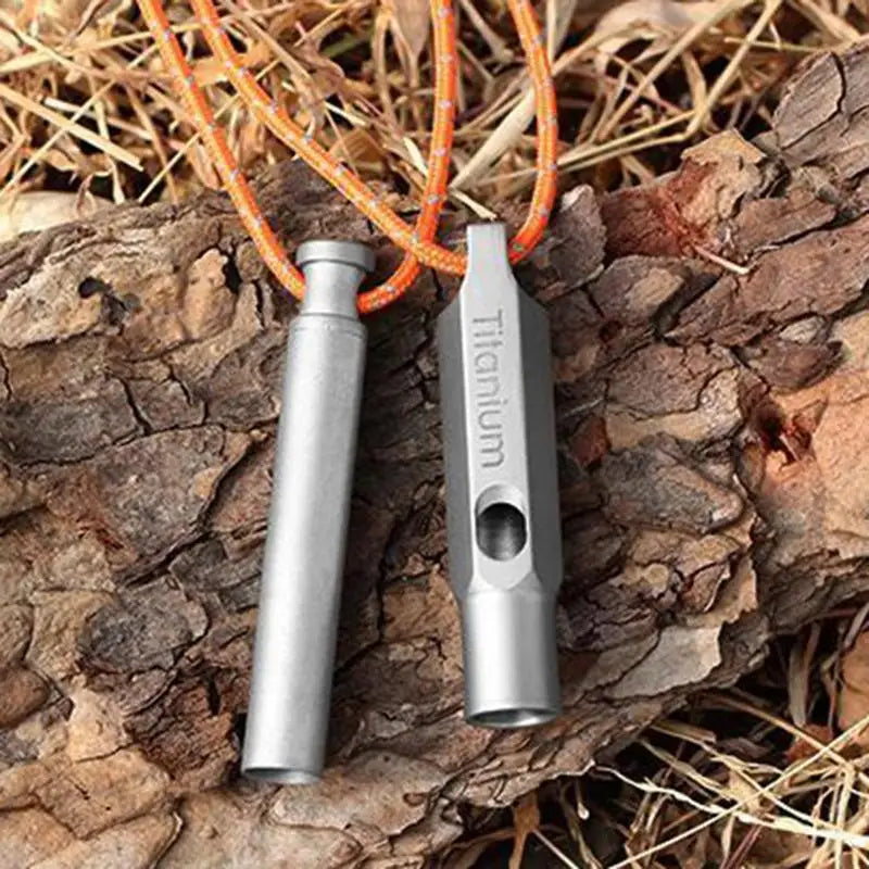 PC Portable Titanium Whistle Emergency Survival Whistle With Lanyard Campin