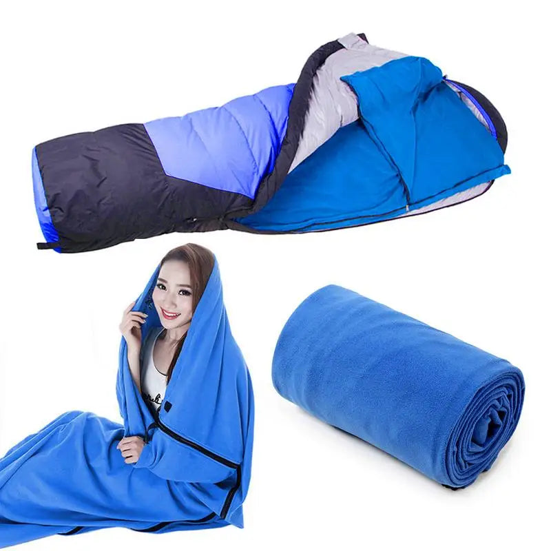 PC Portable Ultralight Polar Fleece Sleeping Bag Outdoor Camping Tent Bed T