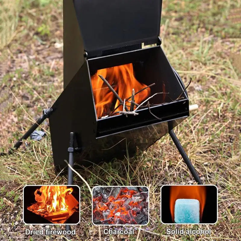 PC Portable Wood Stove Outdoor Picnic Rocket Stove Camping Fishing Wood Sto