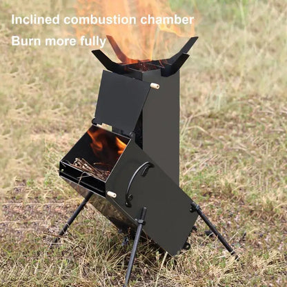 PC Portable Wood Stove Outdoor Picnic Rocket Stove Camping Fishing Wood Sto