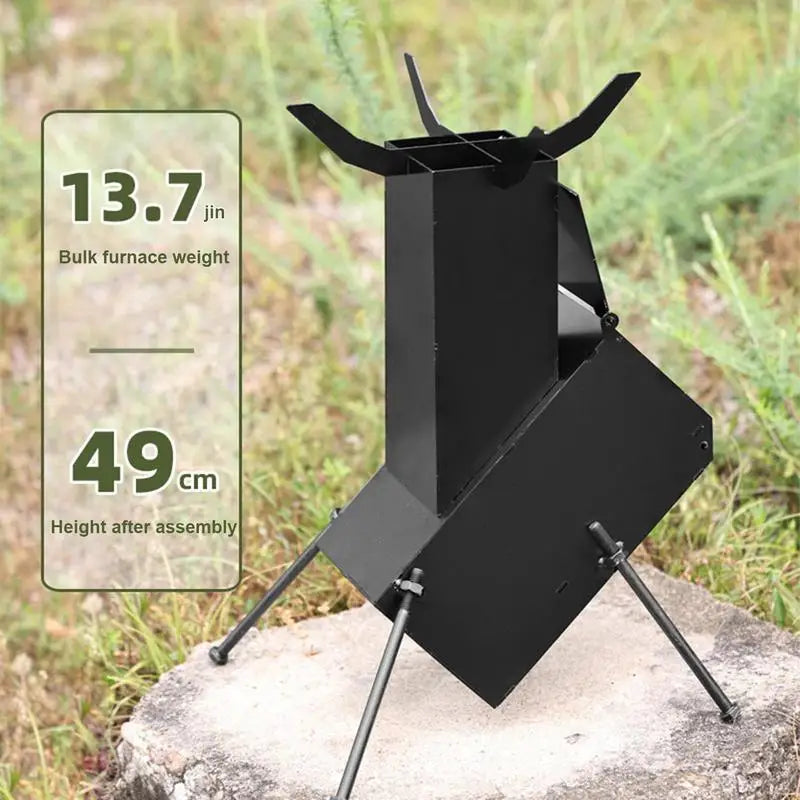 PC Portable Wood Stove Outdoor Picnic Rocket Stove Camping Fishing Wood Sto