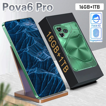 PC Pova 6 Pro Smartphone 22GB+2TB 7.3 inch Large Screen 8000mAh 4G 5G Dual SIM Cellphone 108MP Camera 10 Core Chip Super Game Phone