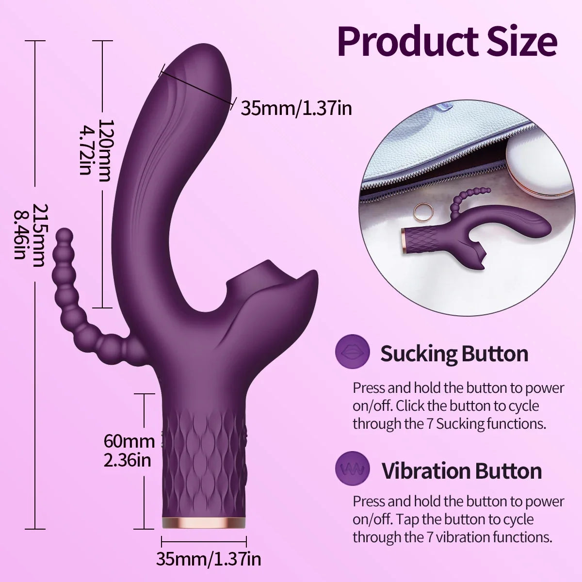 GtoozaPowerful Clitoral Sucking Dildo Vibrator 14 Mode 3 IN 1 Anal Clitoris Stimulator G Spot Vagina Massager Adult Sex Toys  Woman gtooza.com