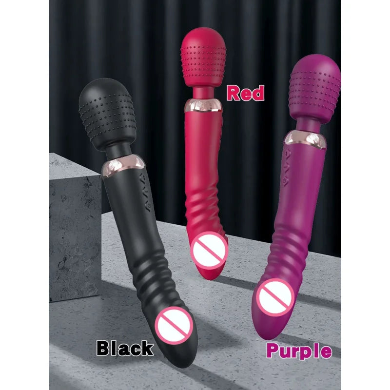 Gtooza_Powerful Thrusting Dildos  Three motors silicone Telescopic plus vibration large size Wand Massager Sex Toy  Couple gtooza.com