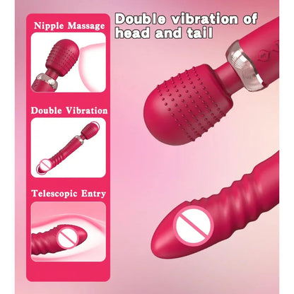 Gtooza_Powerful Thrusting Dildos  Three motors silicone Telescopic plus vibration large size Wand Massager Sex Toy  Couple gtooza.com