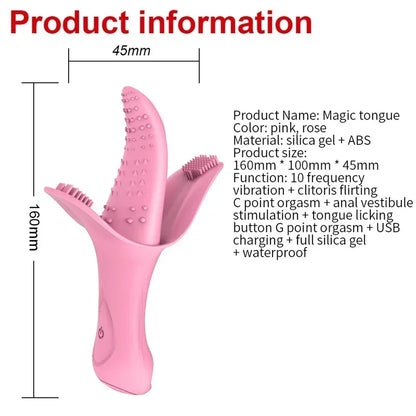 GtoozaPowerful Vibration Tongue Clitoral Nipple Climax Stimulation Massager Female Masturbation Vibrator Waterproof Sex Toys  Women