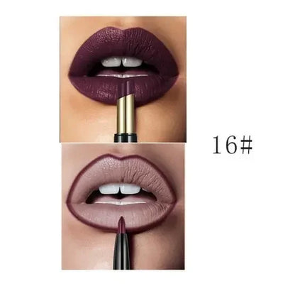 Pudaier 16 Colors Double Ended Lipstick Lip Pencil Combination Waterproof Makeup Long Lasting Beauty Half Matte Lip Stick