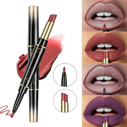 Pudaier 16 Colors Double Ended Lipstick Lip Pencil Combination Waterproof Makeup Long Lasting Beauty Half Matte Lip Stick