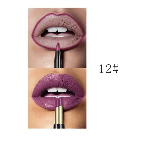 Pudaier 16 Colors Double Ended Lipstick Lip Pencil Combination Waterproof Makeup Long Lasting Beauty Half Matte Lip Stick