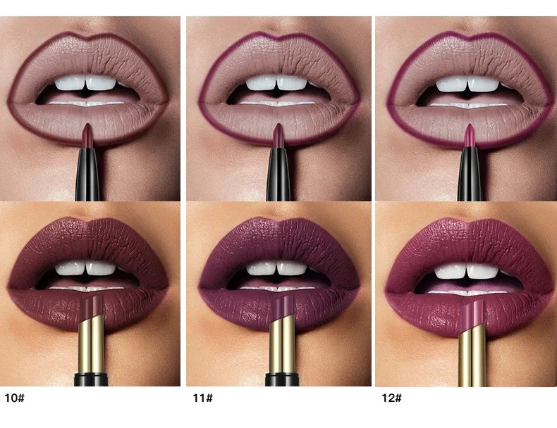 Pudaier 16 Colors Double Ended Lipstick Lip Pencil Combination Waterproof Makeup Long Lasting Beauty Half Matte Lip Stick