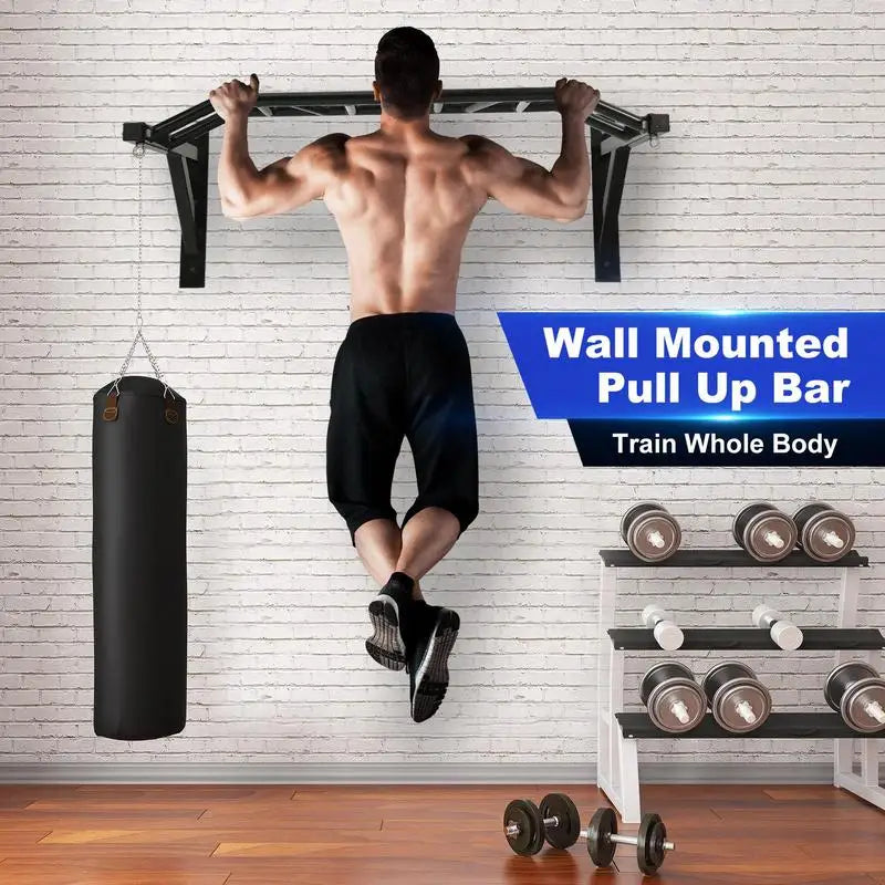 PC Pull Up Bar Wall Mounted Chin Up Bar Heavy Duty Dip Station Garage Pull