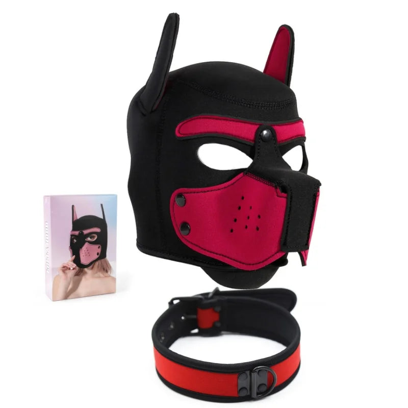 Puppy Cosplay Sex Toys Bdsm Bondage Hood Dog Mask with Collar  Men Women Fetish Adults Games Flirt Erotic Products Sexy Shop