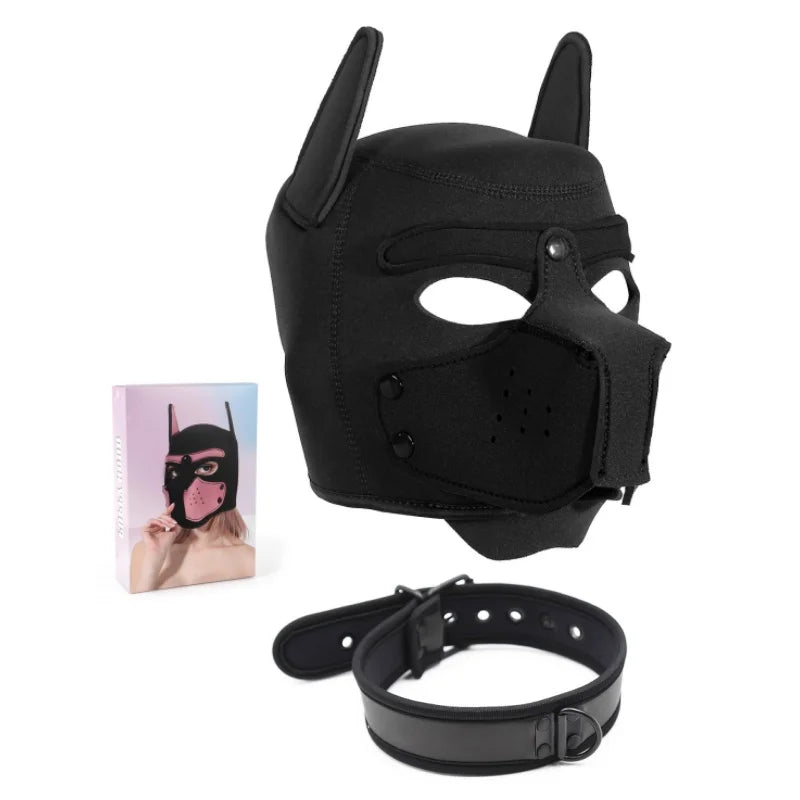 Puppy Cosplay Sex Toys Bdsm Bondage Hood Dog Mask with Collar  Men Women Fetish Adults Games Flirt Erotic Products Sexy Shop