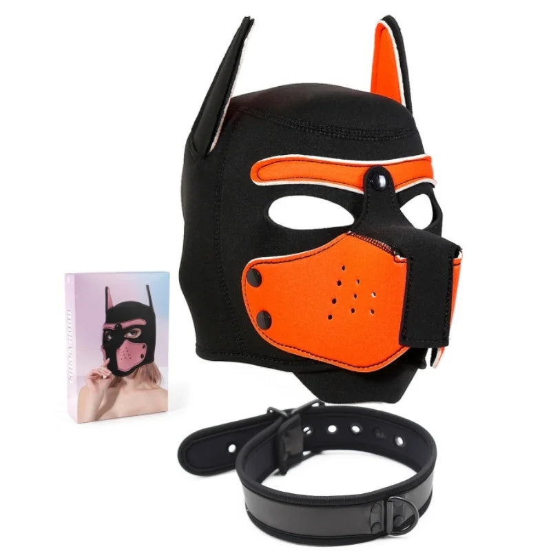 Puppy Cosplay Sex Toys Bdsm Bondage Hood Dog Mask with Collar  Men Women Fetish Adults Games Flirt Erotic Products Sexy Shop